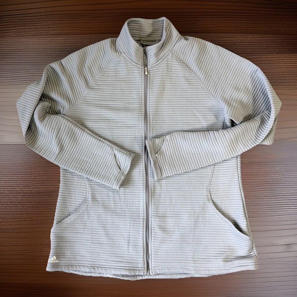 Adidas Golf Full Zip Jacket Size XL Gray Ribbed Performance Athleisure Athletic